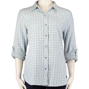 SEVEN7 Metallic Fringed Button-Front Shirt