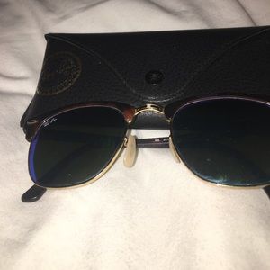 Reflective blue club master Ray Bans