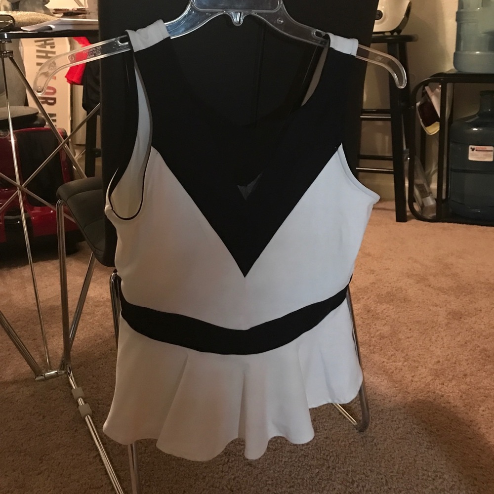 White and black Bebe top