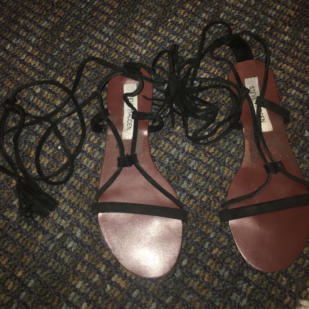 Steve Madden te up black gladiator sandal