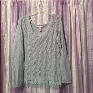 American Rag Sweater with lace bottom underlay