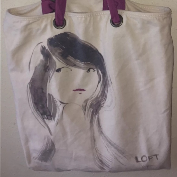 Ann Taylor Loft Cream Ribbon Shoulder bag Tote - Picture 2 of 4