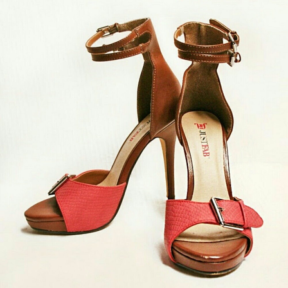 JustFab Open Toe Strappy Pumps - Catia