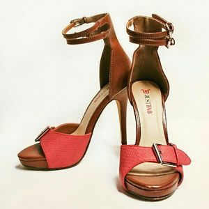 JustFab Open Toe Strappy Pumps - Catia