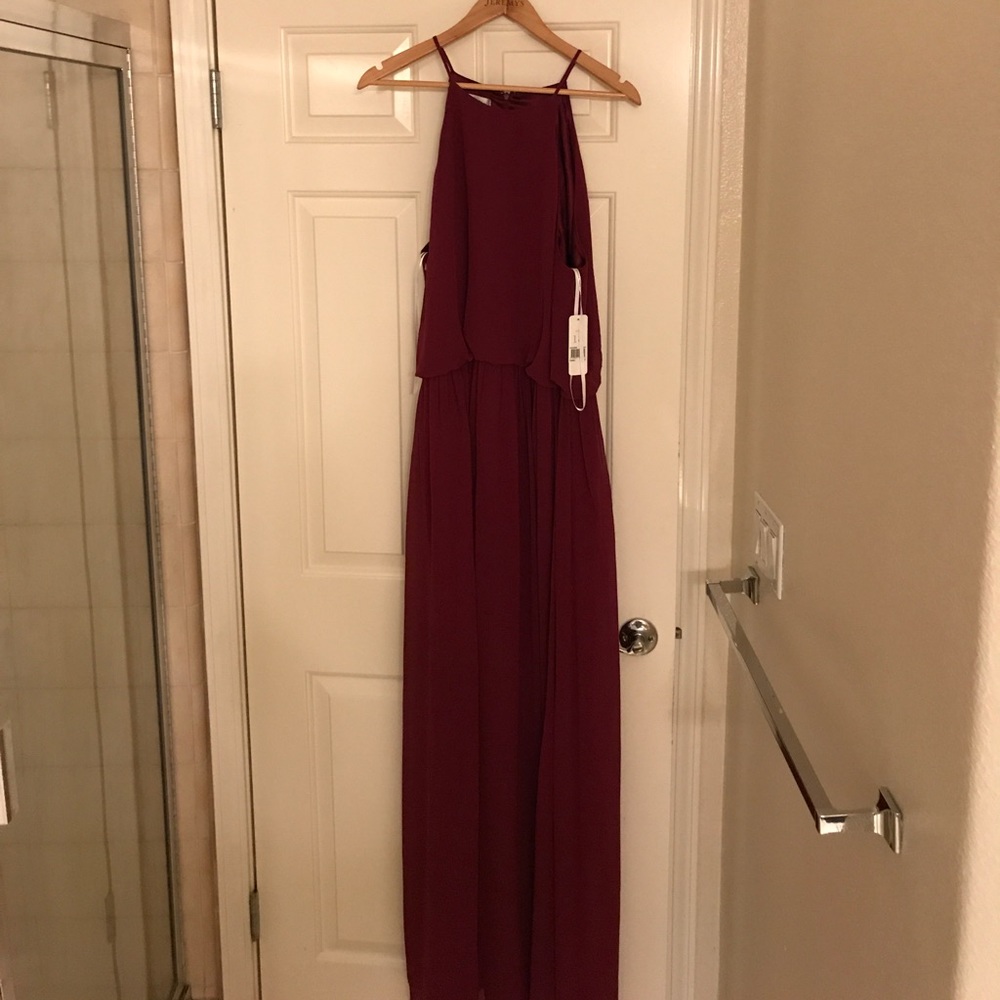 Donna Morgan collection burgundy crepe dress