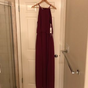 Donna Morgan collection burgundy crepe dress