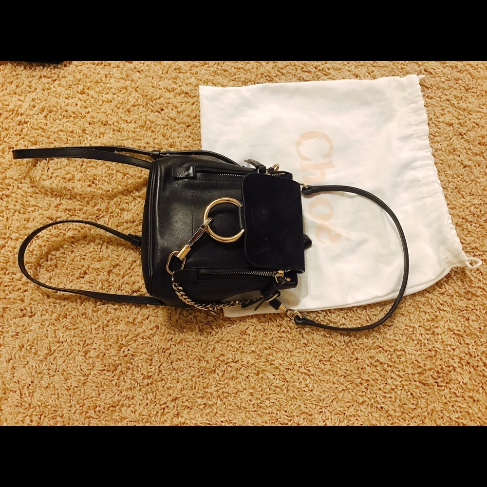 Authentic Chloe Faye backpack mini in black
