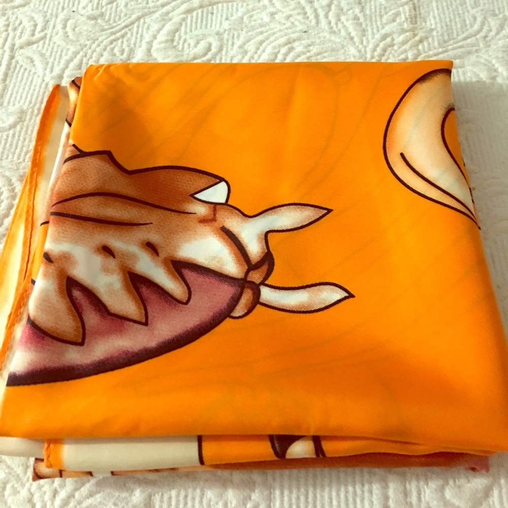 Large Silk, Orange 🍊 and  Beige Scarf