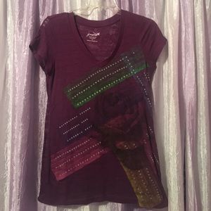 Slightly see-through purple T-shirt