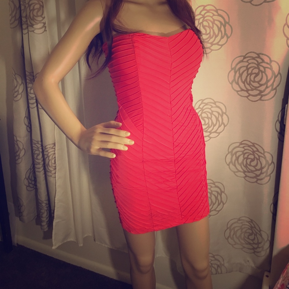 Sexy red bebe strapless dress