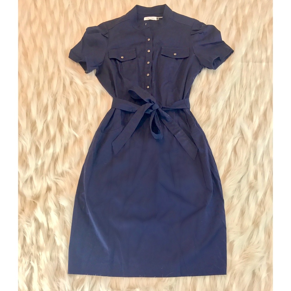 Calvin Klein Navy button up pencil dress