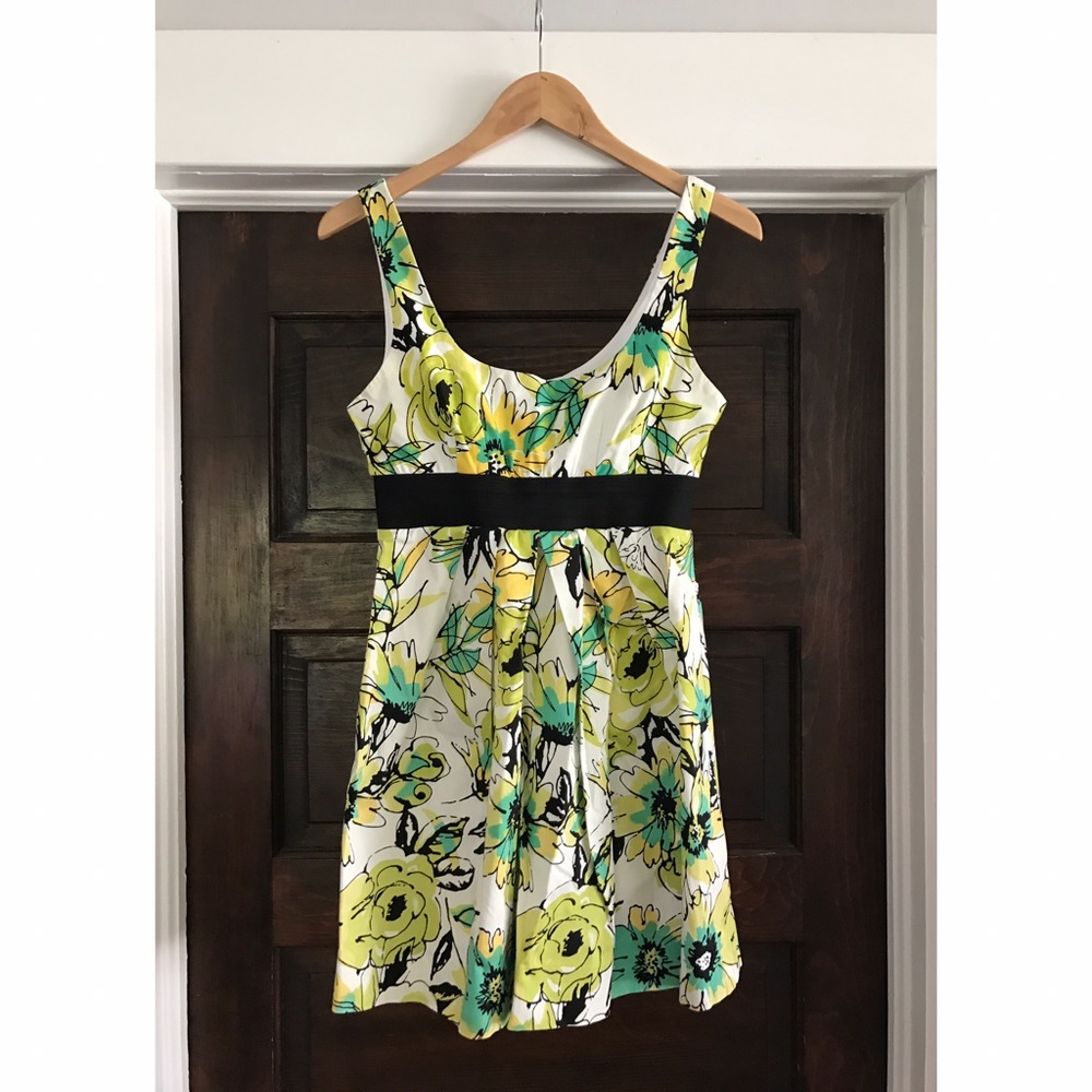 Floral green and white dress