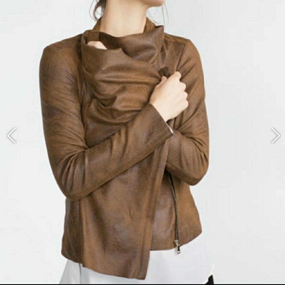 ZARA suede distressed overshirt jacket M