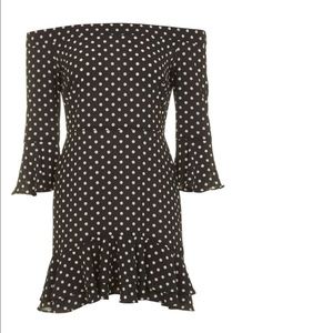 BARDOT SPOT RUFFLE DRESS