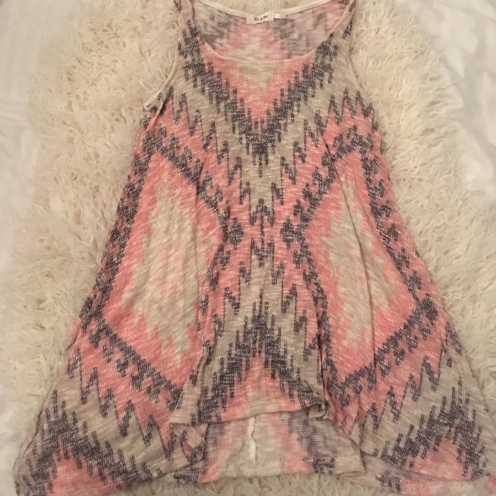 Knit Tribal Print Long Tank