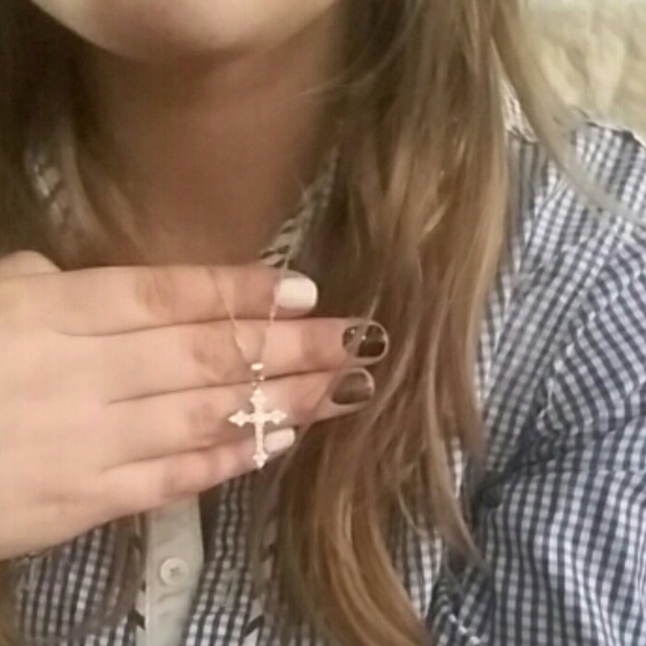 🎉HP🎉CZ Sterling Silver Cross Necklace - Picture 5 of 6