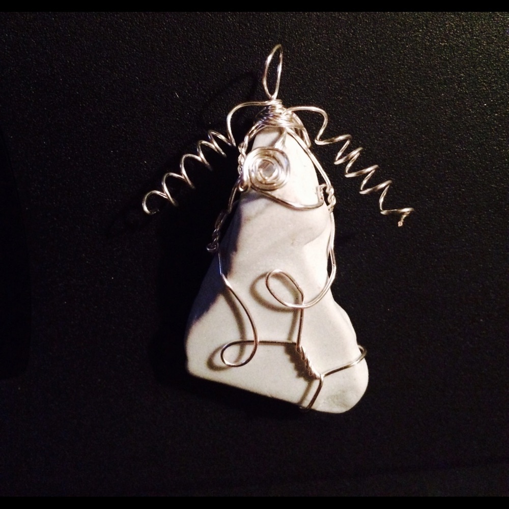 Wire wrapped beach pottery