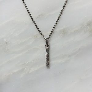 Sterling Silver (.925) Hanging CZ Bar Necklace