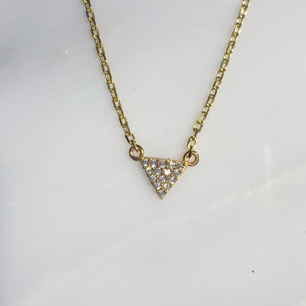 Sterling Silver (.925) CZ Triangle Necklace