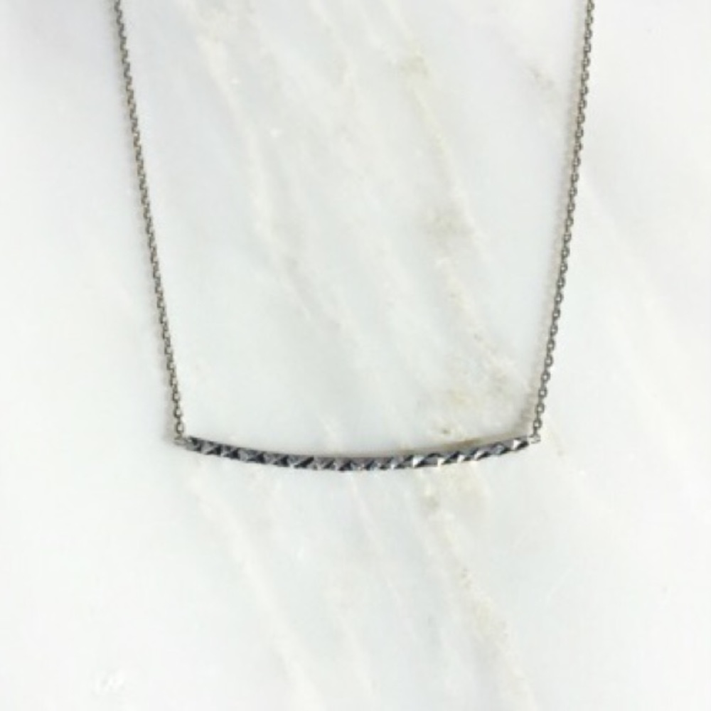 Sterling Silver (.925) Curved Bar Necklace