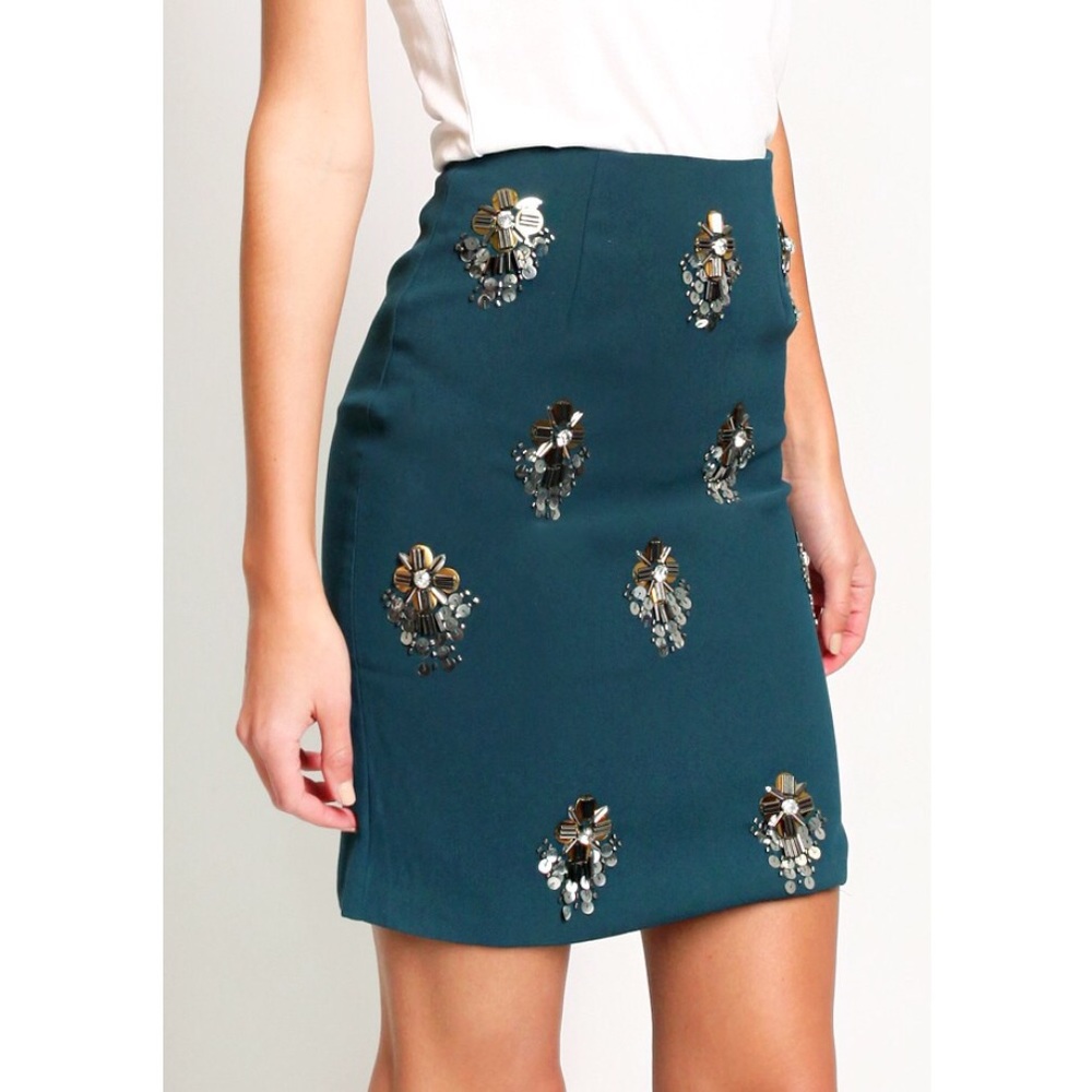 Embellished Teal Skirt