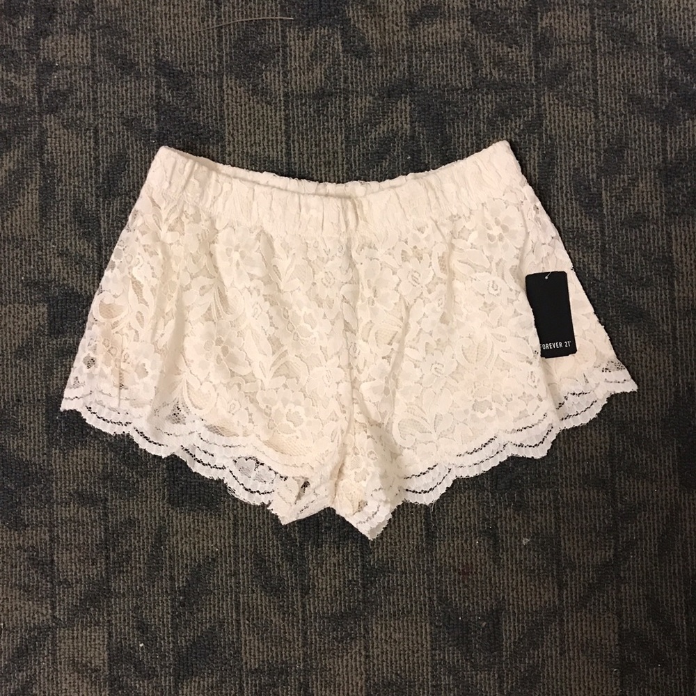 White Lace Shorts NWT