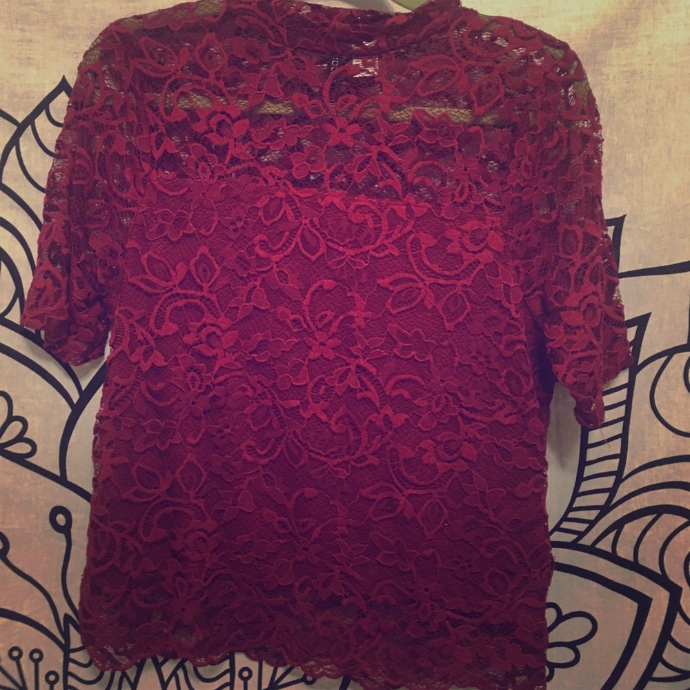 H&M Red wine lace top