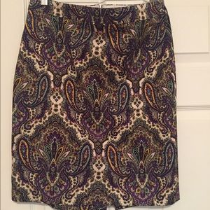 Jcrew paisley pencil skirt