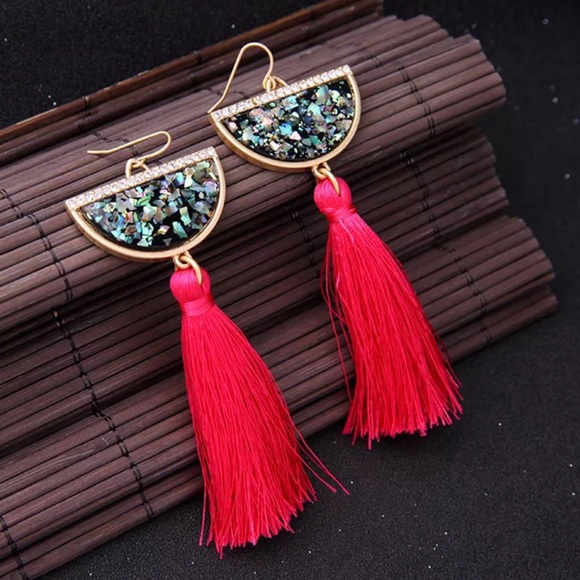 Crowned In Royalty Jewelry - Frost & Fringe Glam Tassel Earrings