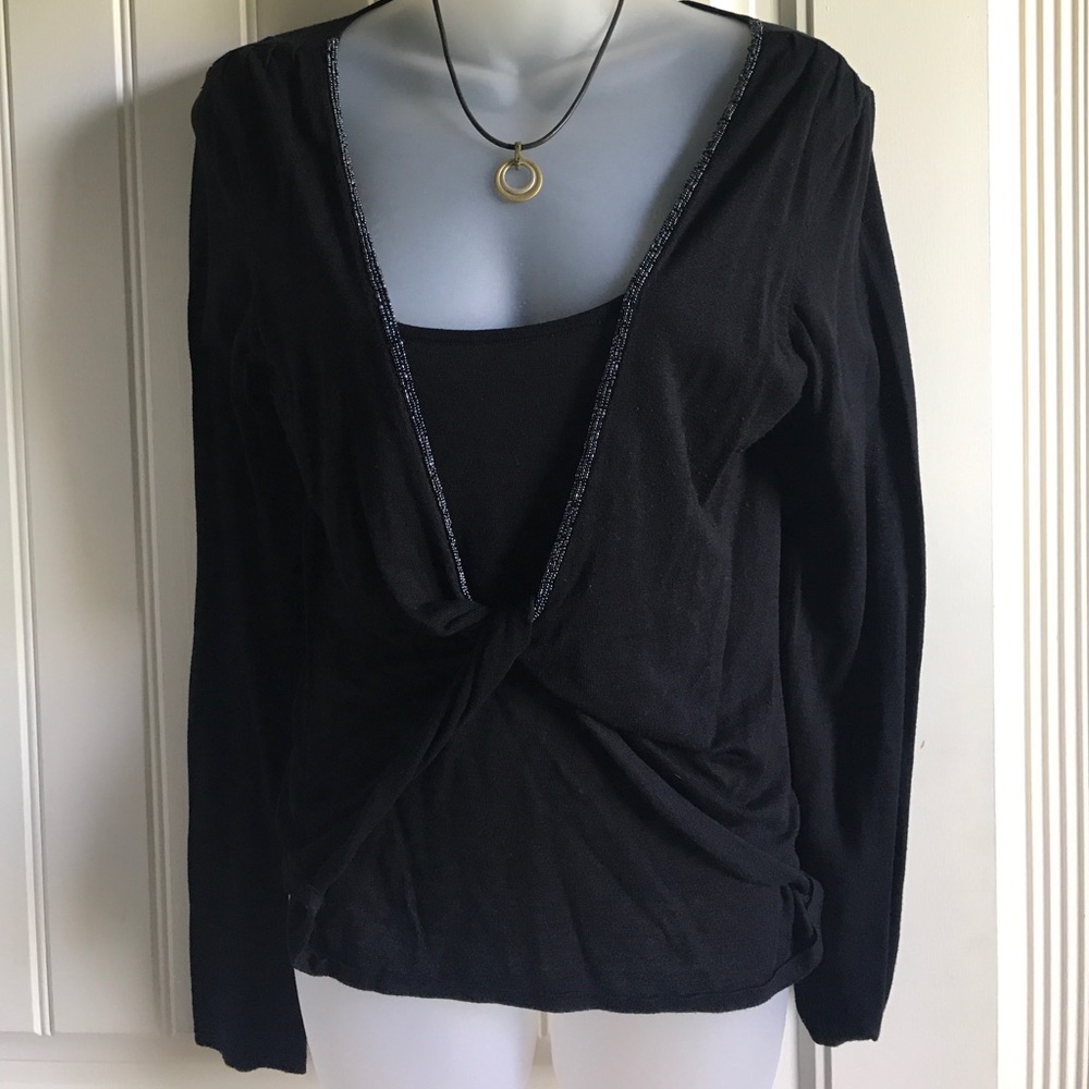 INC silk cotton lightweight twist front sweater - Picture 1 of 4