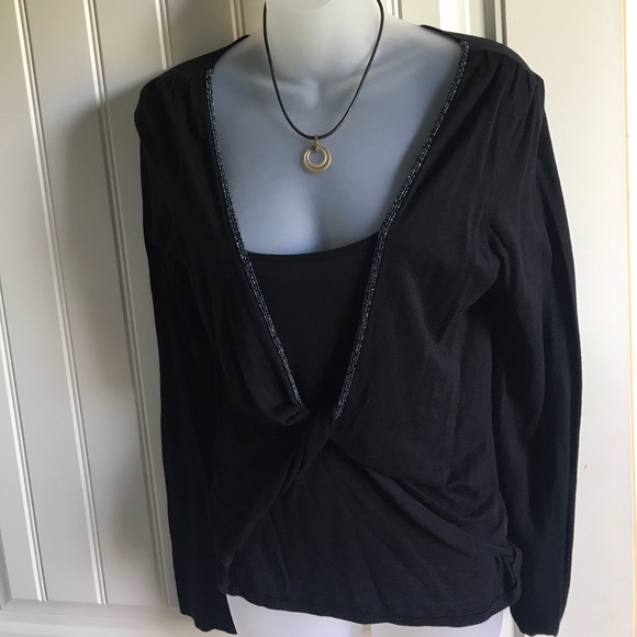 INC silk cotton lightweight twist front sweater - Picture 2 of 4