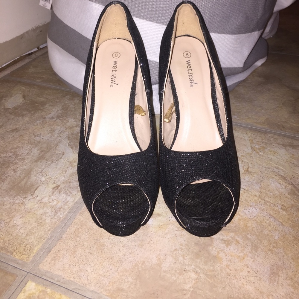 Wet Seal Glitter Peep Toe Heels