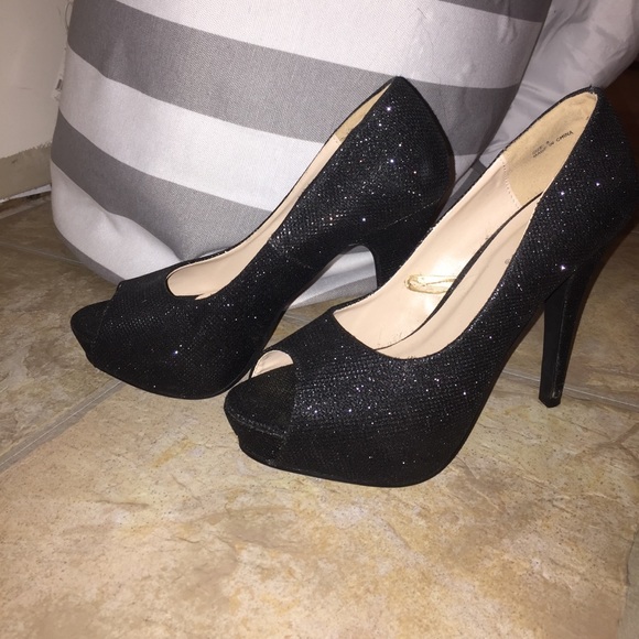 Wet Seal Glitter Peep Toe Heels - Picture 2 of 2