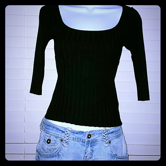 Wet Seal Sweaters - *Black Sweater with 3/4 Length Sleeves* Wet Seal Sweaters - *Black Sweater with 3/4 Length Sleeves*