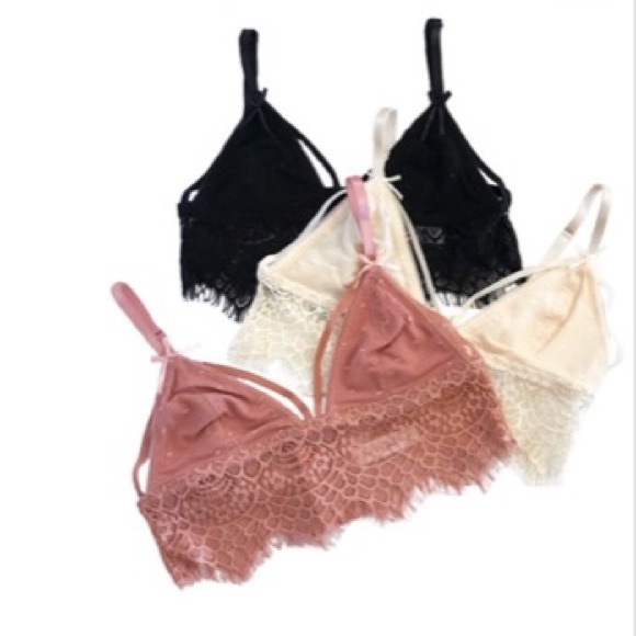 Tops - ✨Brallette ✨white smoke long line lace bralette