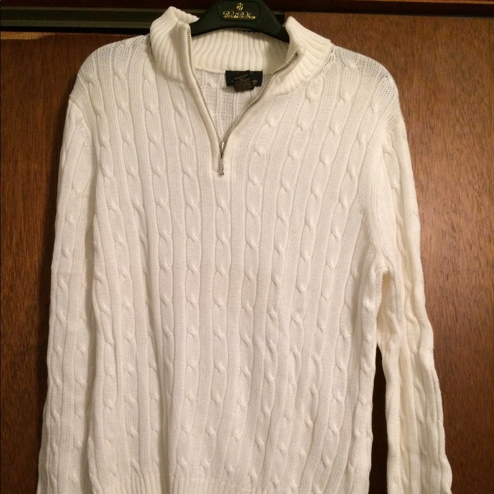 Brooks Brothers White Cable Knit Sweater