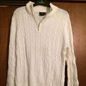 Brooks Brothers White Cable Knit Sweater