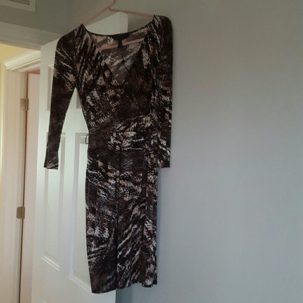 Bcbg maxazria small faux wrap dress black pink nwt