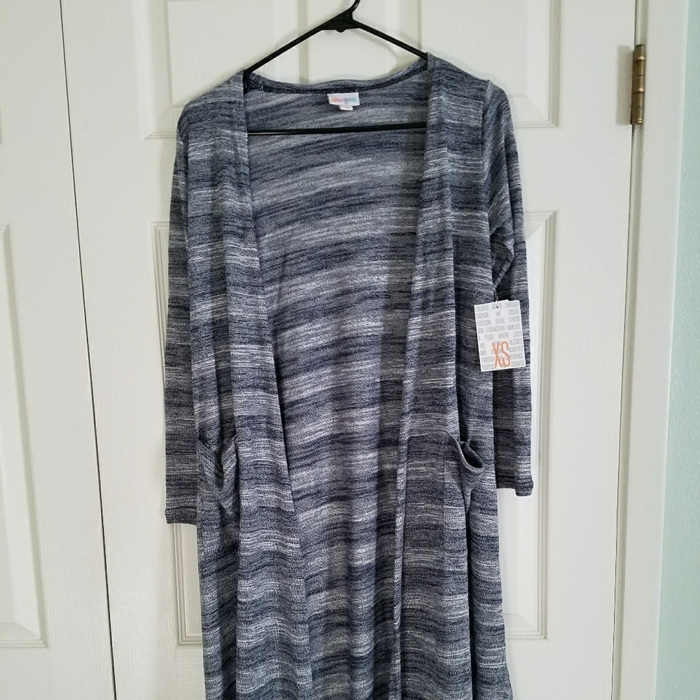 LulaRoe NWT XS Navy/White Heathered Sarah cardigan