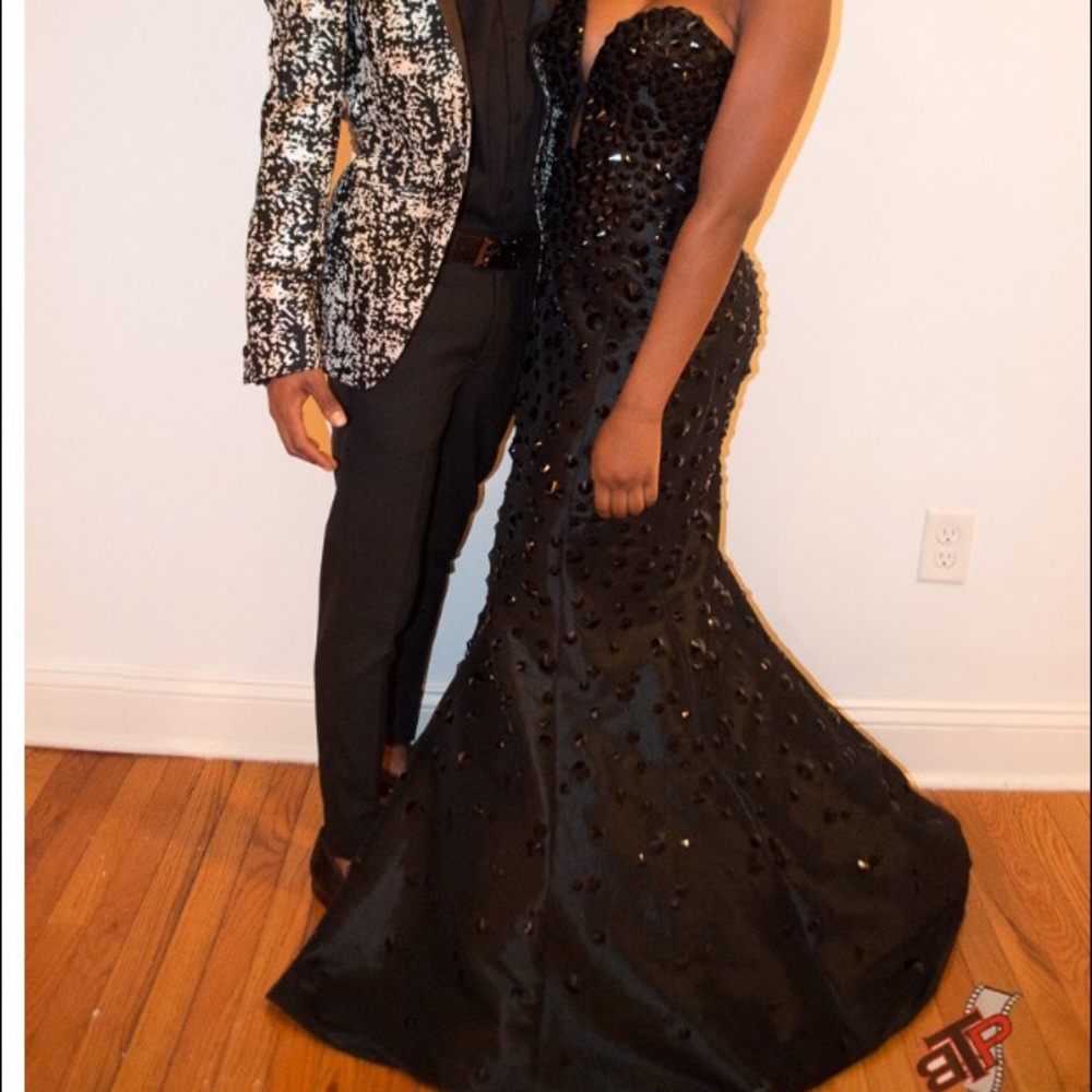 Jovani 944 Black Mermaid Beaded Gown