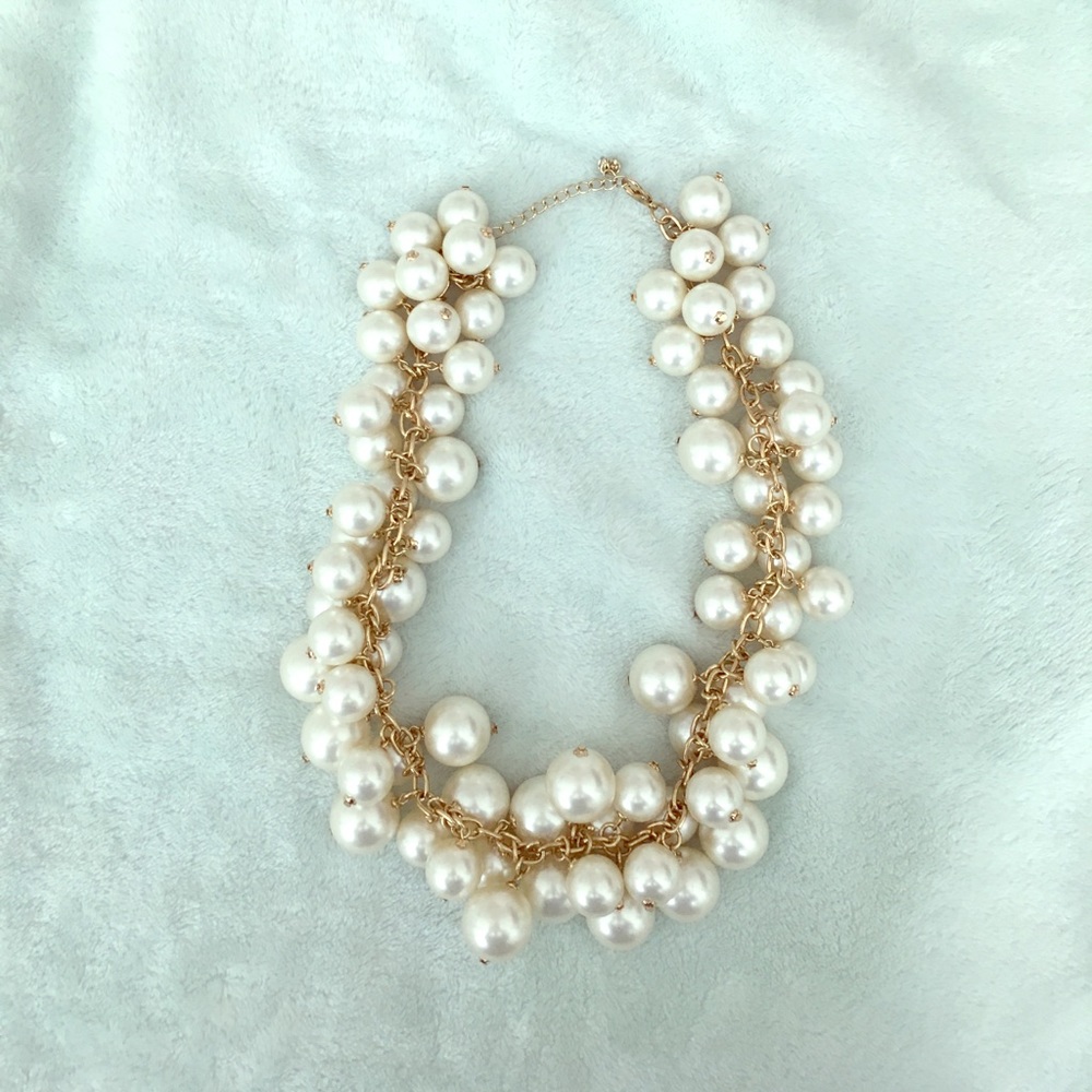 Chunky Pearl Necklace With Gold Accents