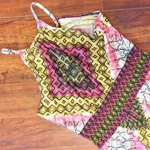 Multi color key hole Maxi dress