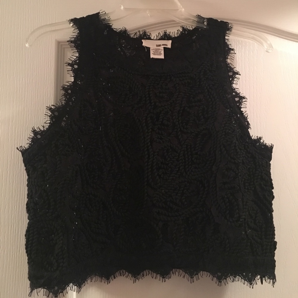 Black lace crop top