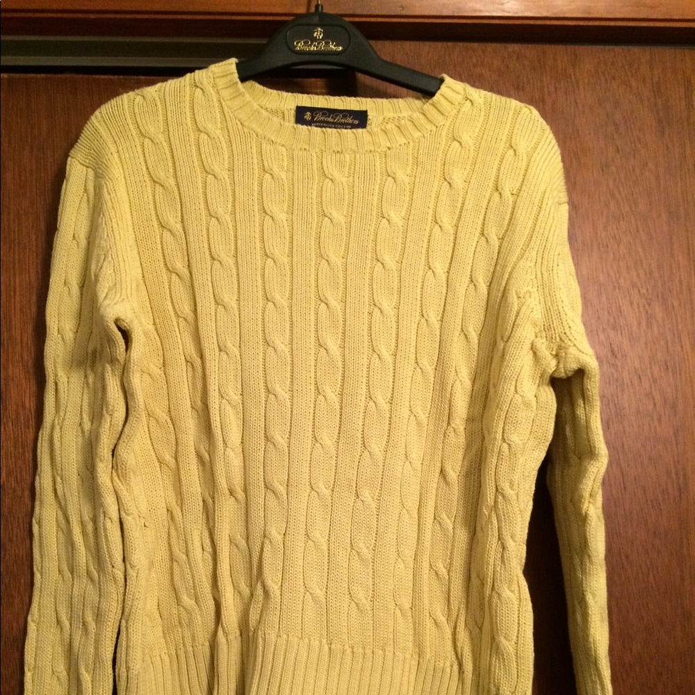 Brooks Brothers Yellow Cable Knit Sweater