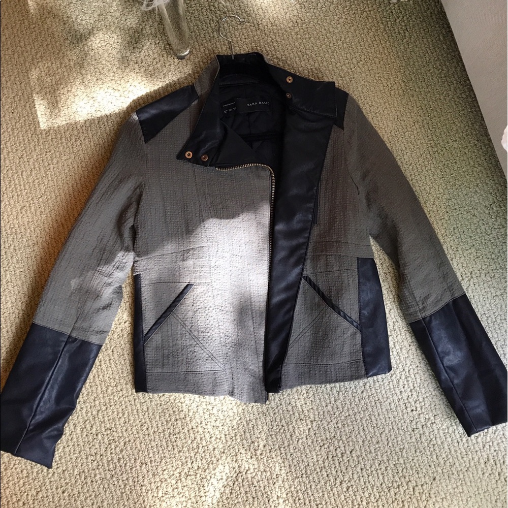 ZARA Quilted Fabric & Leather Jacket