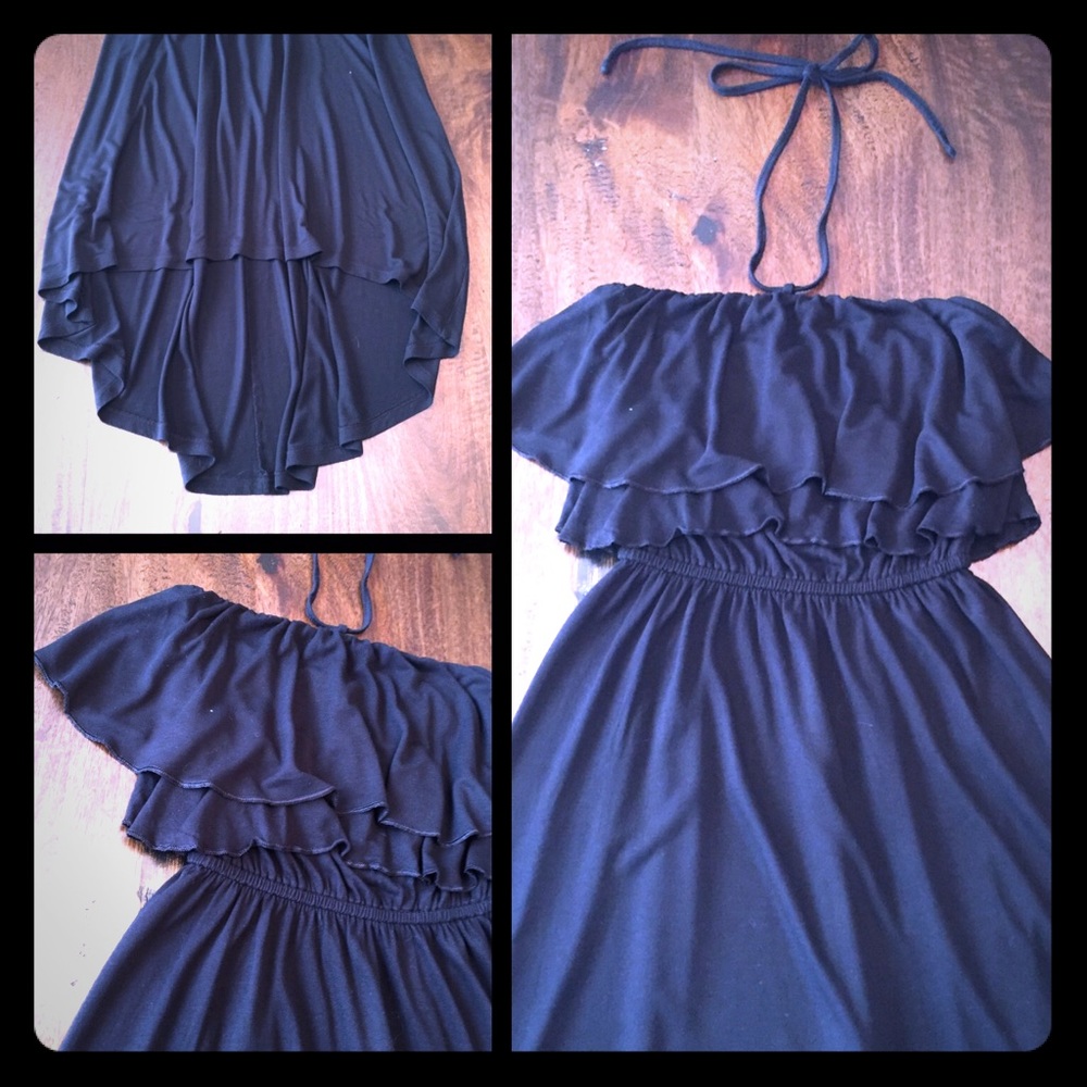 Mossimo Black High-Low Ruffle Halter Dress