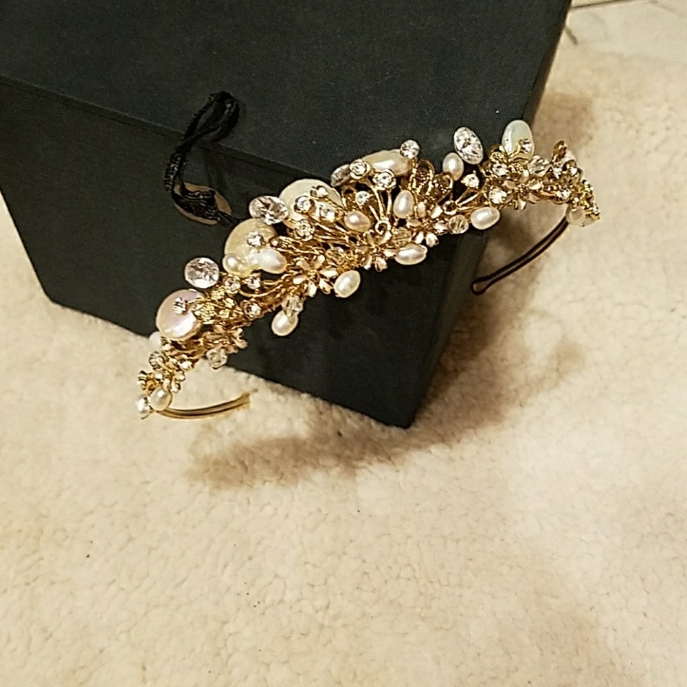 Custom made sea Pearl gold in rhinestone tiara