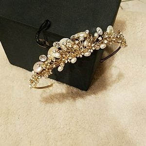 Custom made sea Pearl gold in rhinestone tiara