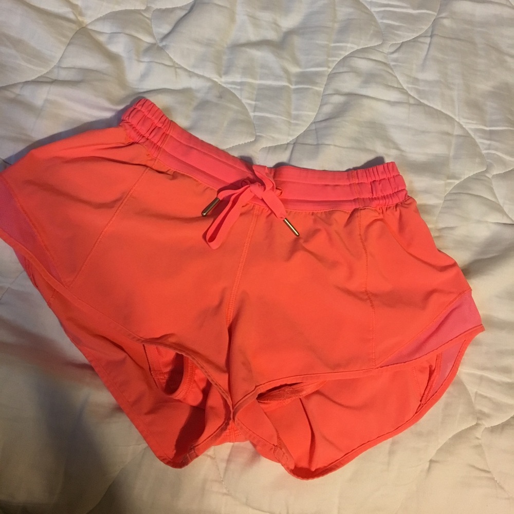 Lulu Lemon Hotty Hot bright pink shorts