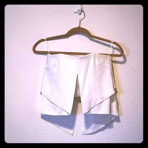 Ivory Crepe Drape Front Bustier Crop Top